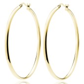 Cercei rotunzi argint placati cu aur galben Ø50 mm x 3 mm Classic Hoops DiAmanti KHV350G-DIA